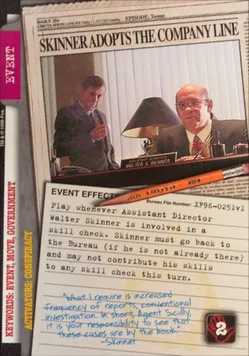 SKINNER ADOPTS THE COMPANY LINE